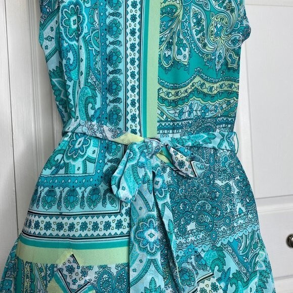 ROBBIE BEE Paisley Chiffon Ruffle Midi Dress Size 12 - Picture 9 of 13